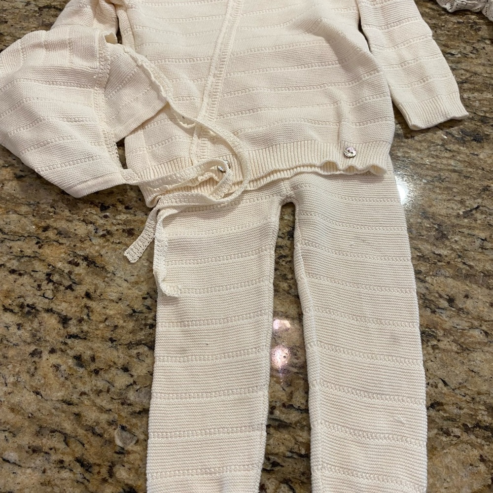 Bee & Dee Cream Knit Sweater and Pants Set